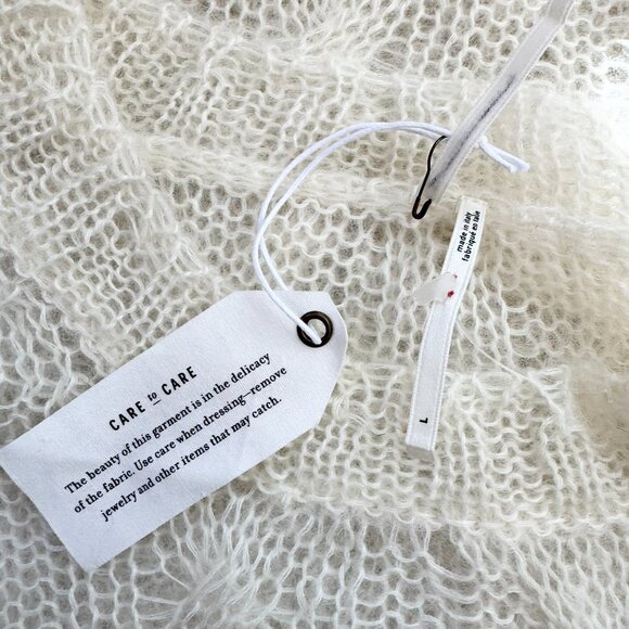 NWT Anthropologie Posey Sheer Fine Knit Wool Tunic Sweater Cream Large - Picture 8 of 14